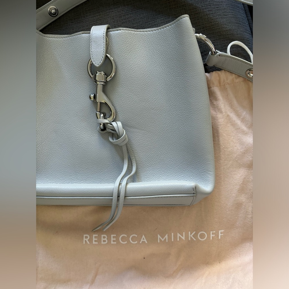 New with Dust Bag Rebecca Minkoff Grey Leather Small Chain-Link Tote